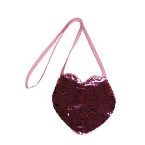 Girls Heart Flip Sequin Purse Pink Gold